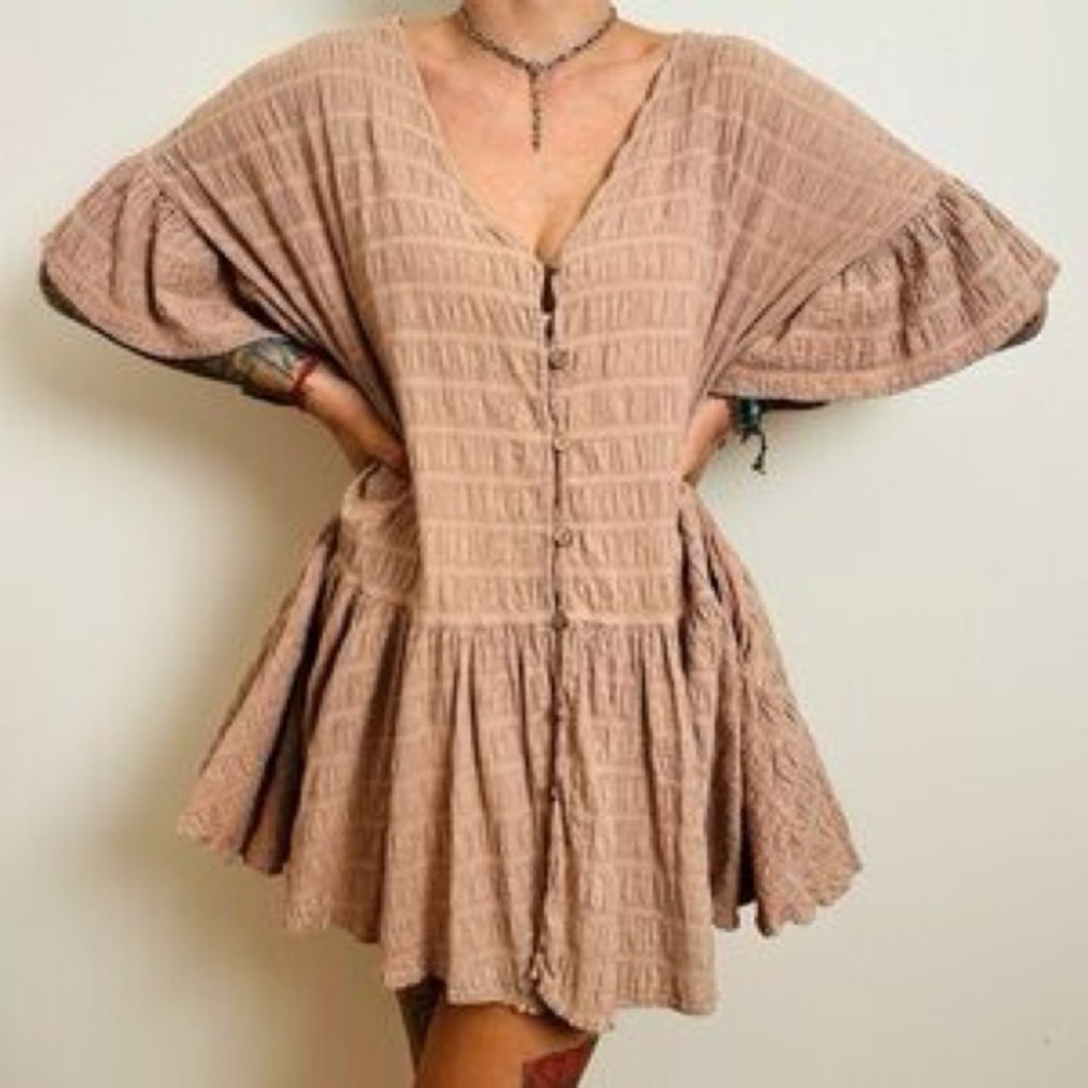 Free people Women's Tan Button-Down dress